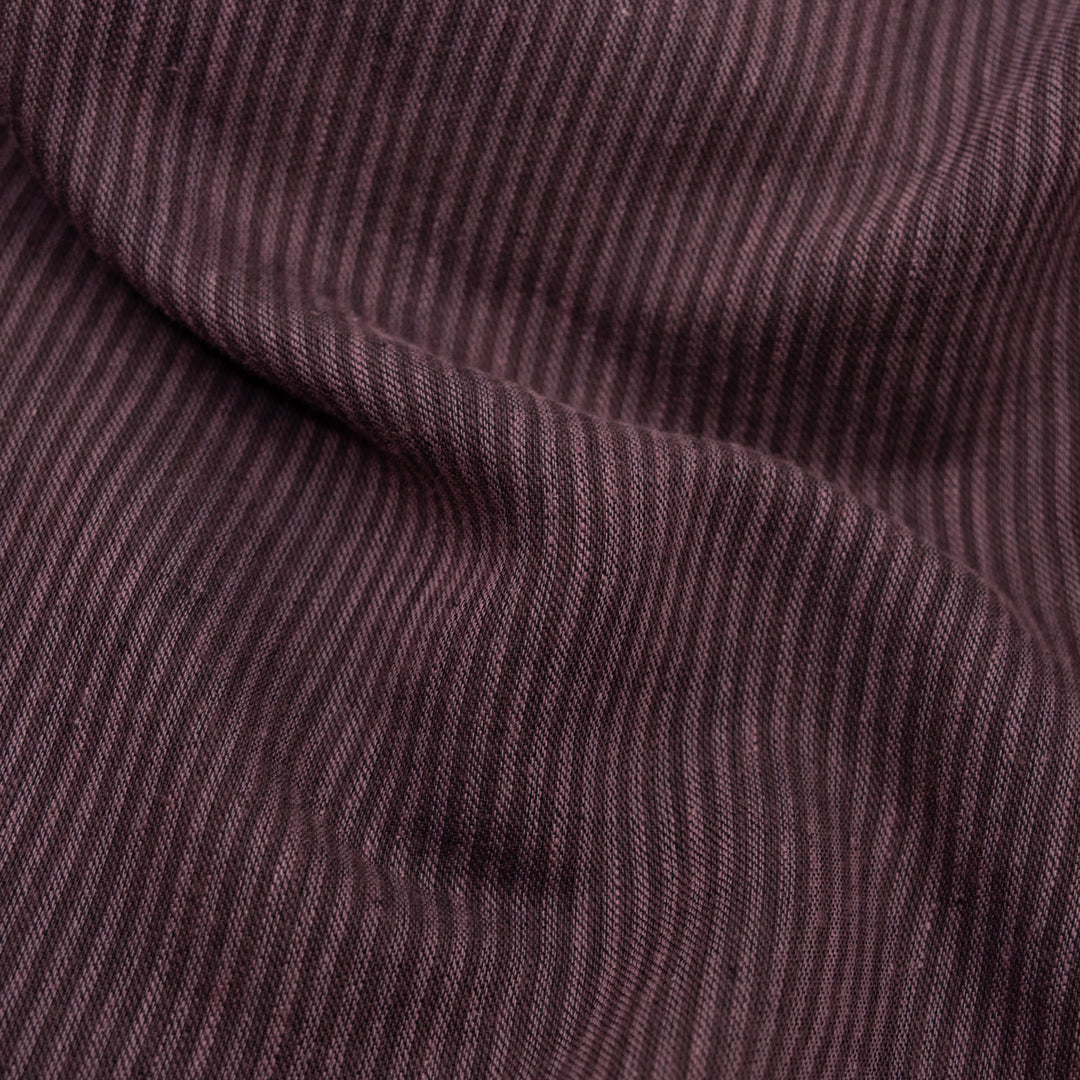 Pinstripe Yarn Dyed Linen Cotton - Boysenberry | Blackbird Fabrics
