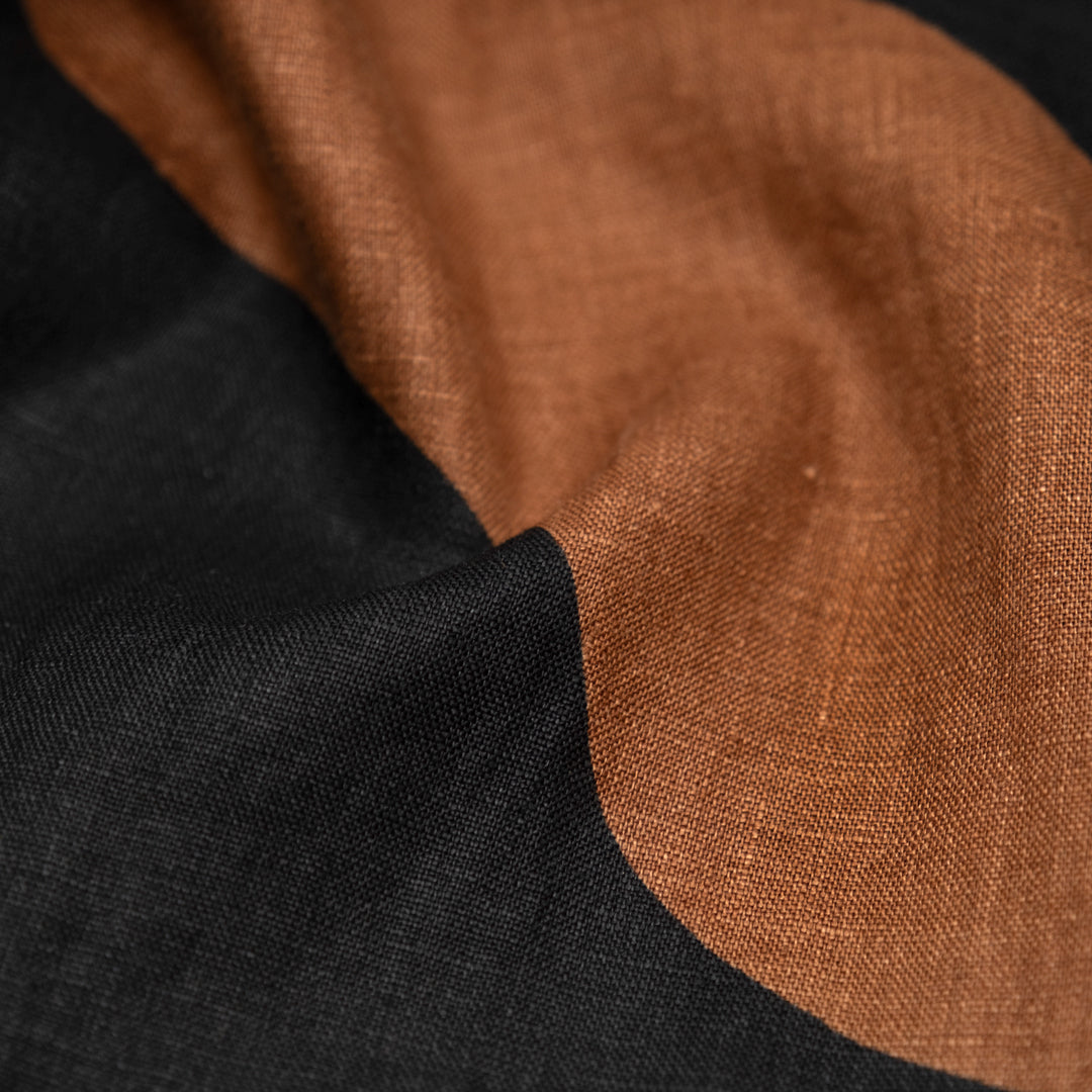 Dancing Beans Printed Linen - Black/Cinnamon/White | Blackbird Fabrics