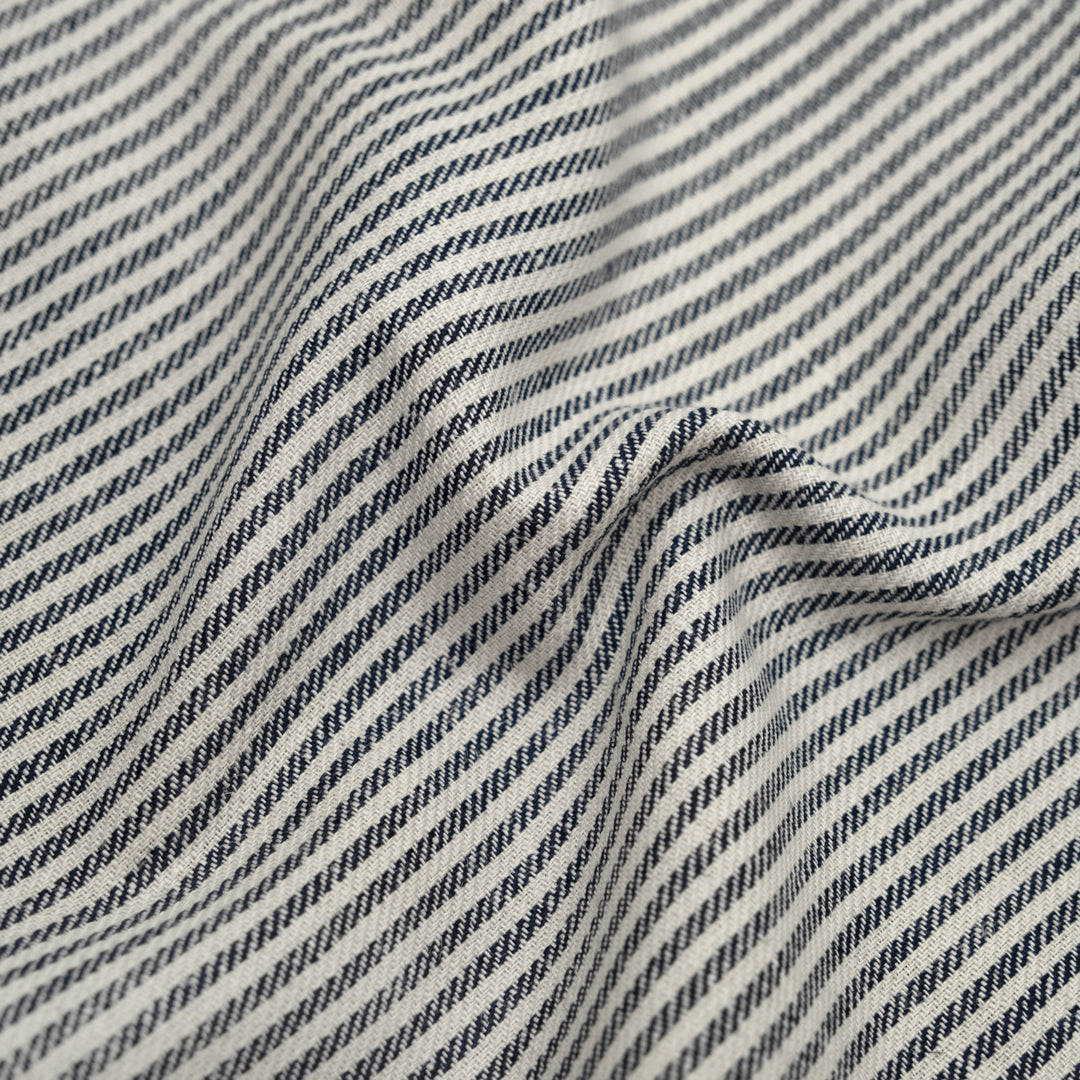 Nautical Stripe Linen Cotton Twill - Cream | Blackbird Fabrics