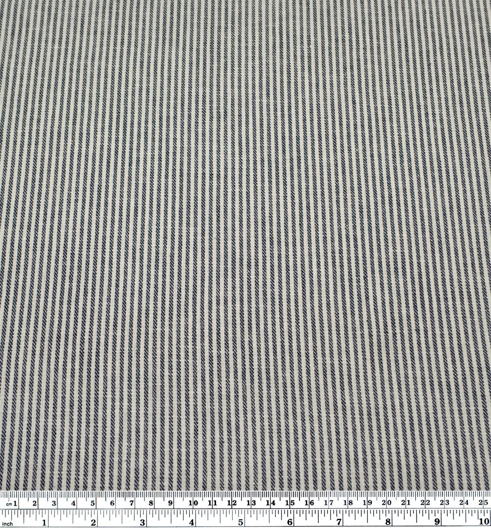 Nautical Stripe Linen Cotton Twill - Cream | Blackbird Fabrics