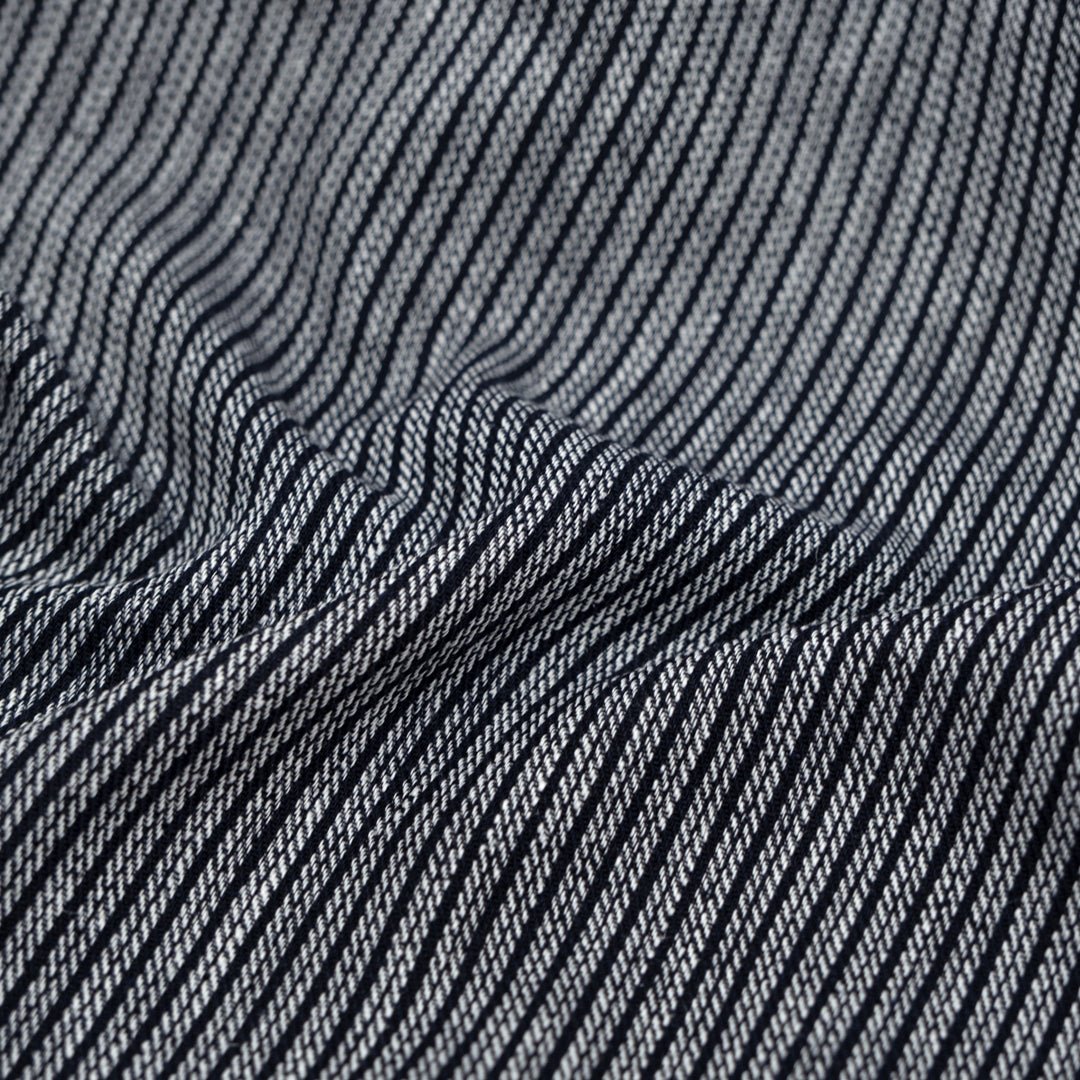 Railroad Stripe Linen Cotton Twill - Midnight Blue | Blackbird Fabrics