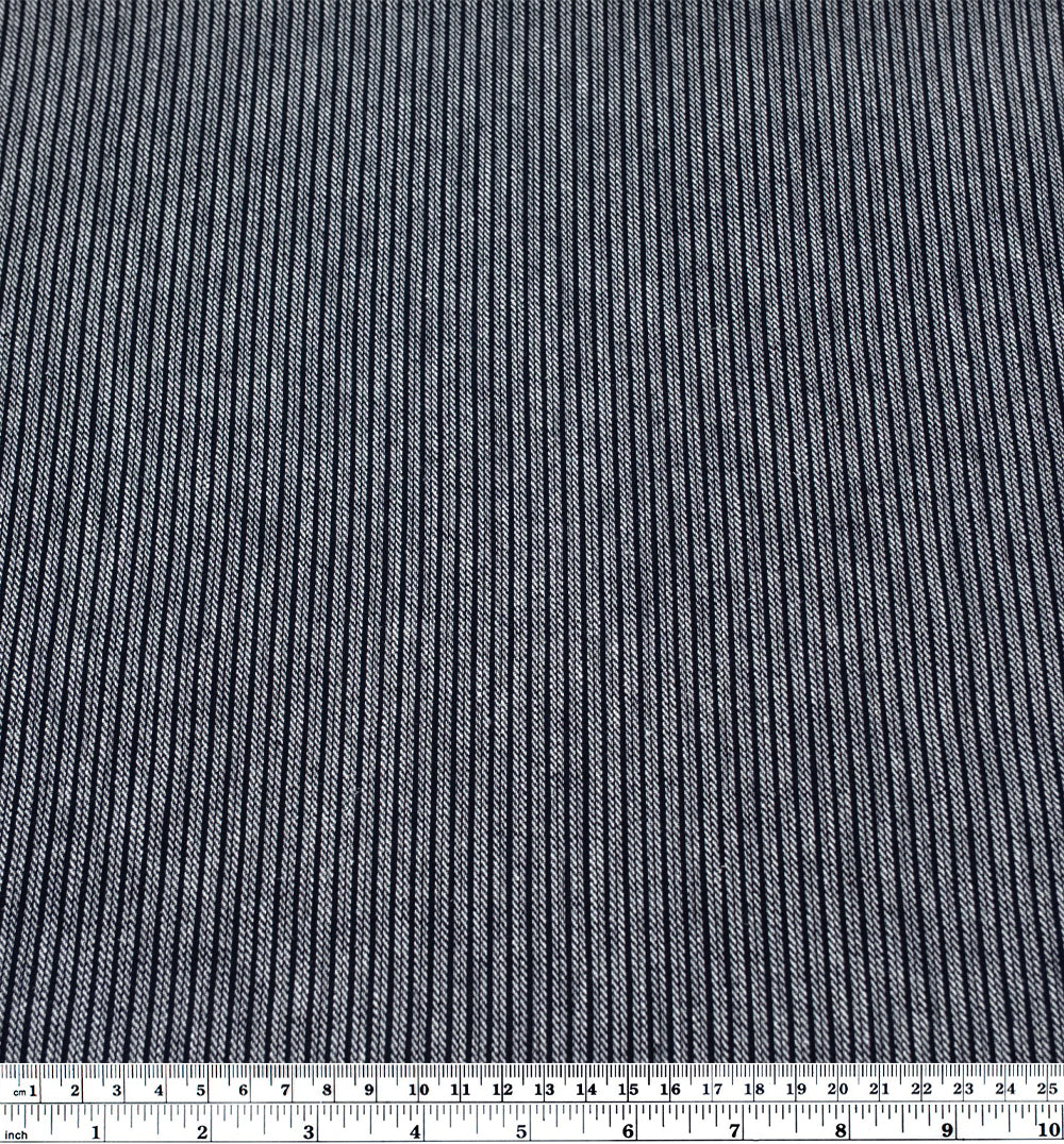 Railroad Stripe Linen Cotton Twill - Midnight Blue | Blackbird Fabrics