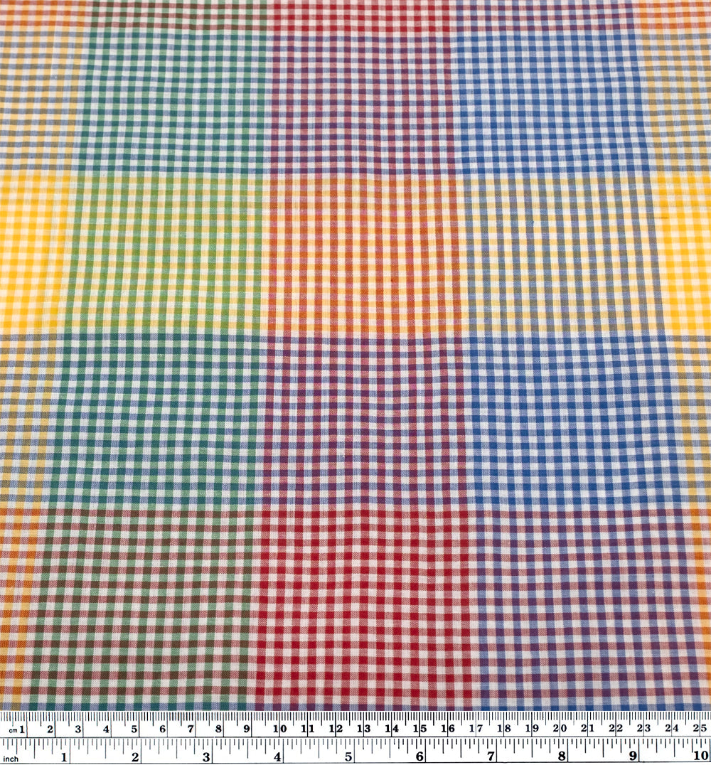 Chromatic Check Cotton Shirting - Cherry/Lemon/Blueberry | Blackbird Fabrics
