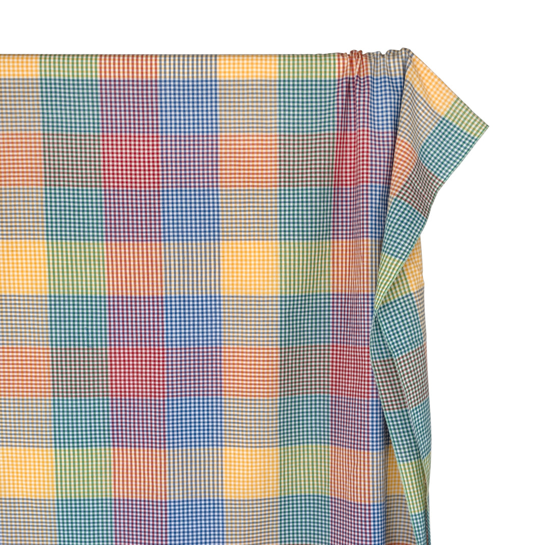 Chromatic Check Cotton Shirting - Cherry/Lemon/Blueberry | Blackbird Fabrics
