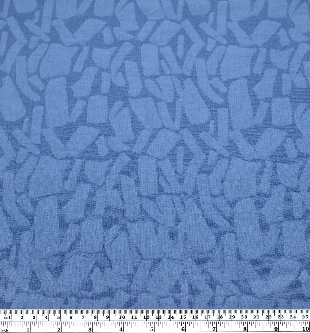 Abstract Textured Cotton Blend Jacquard - Blue Pool | Blackbird Fabrics