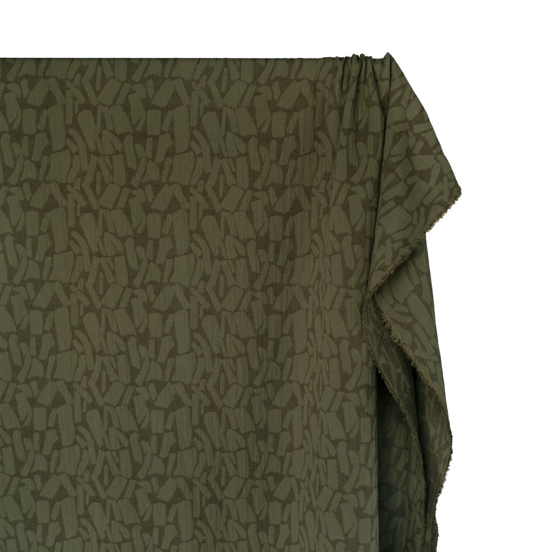 Abstract Textured Cotton Blend Jacquard - Khaki | Blackbird Fabrics