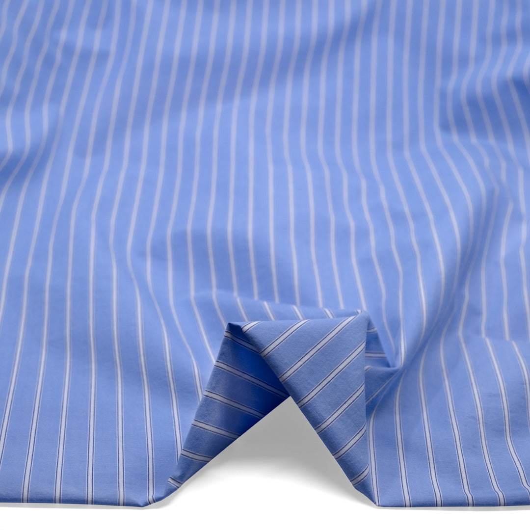 Classic Stripe Cotton Shirting - Powder Puff/White | Blackbird Fabrics
