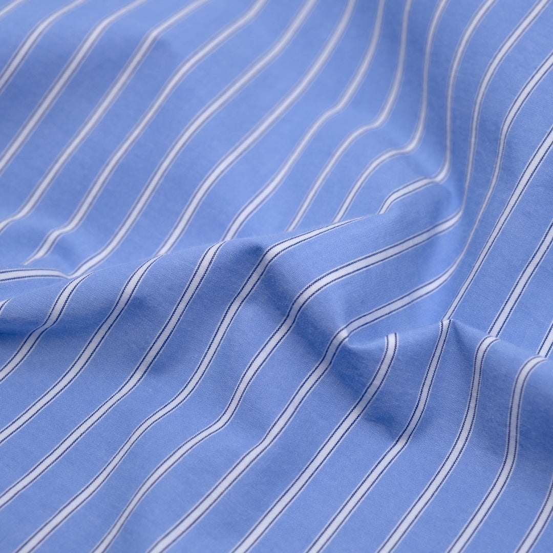 Classic Stripe Cotton Shirting - Powder Puff/White | Blackbird Fabrics