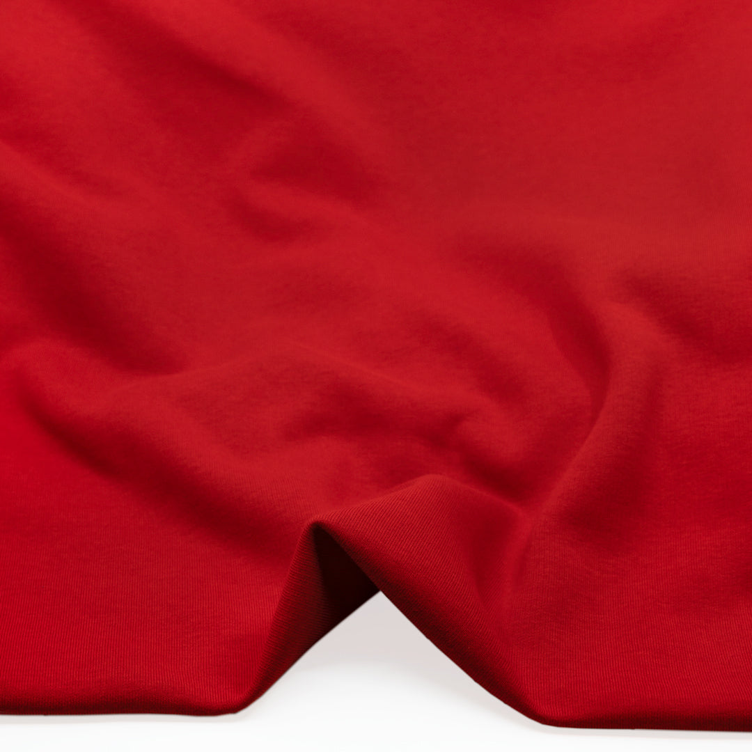 Laidback Cotton Blend Sweatshirt Fleece - Fire Red | Blackbird Fabrics