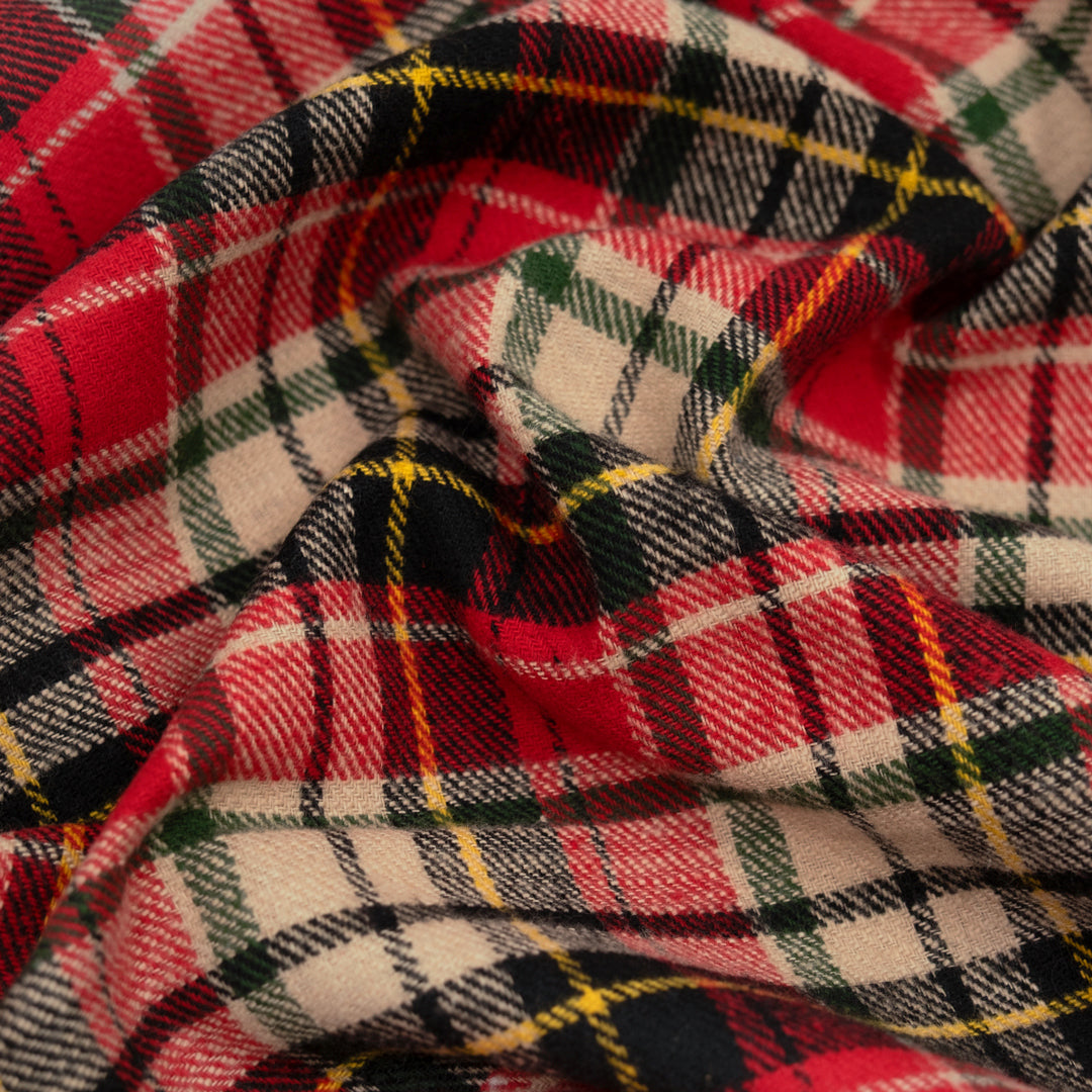 Cabin Plaid Midweight Cotton Flannel - Cashew/Chili Pepper/Multi | Blackbird Fabrics