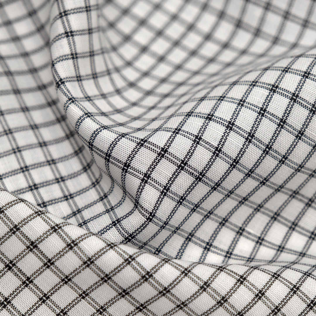Lattice Linen Lyocell Blend - White/Black | Blackbird Fabrics