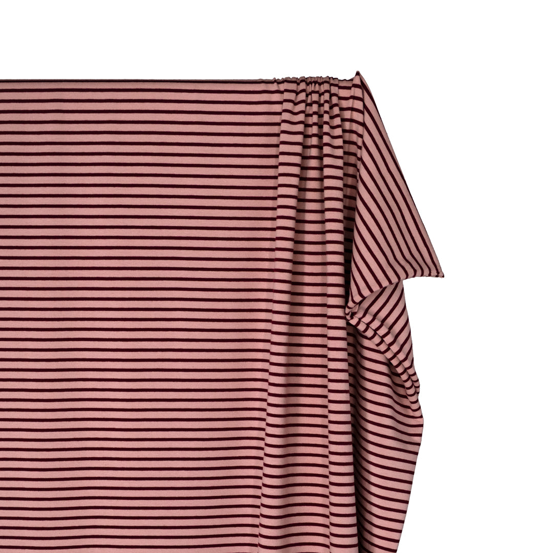 Nautical Stripe Cotton Jersey - Petal/Burgundy | Blackbird Fabrics
