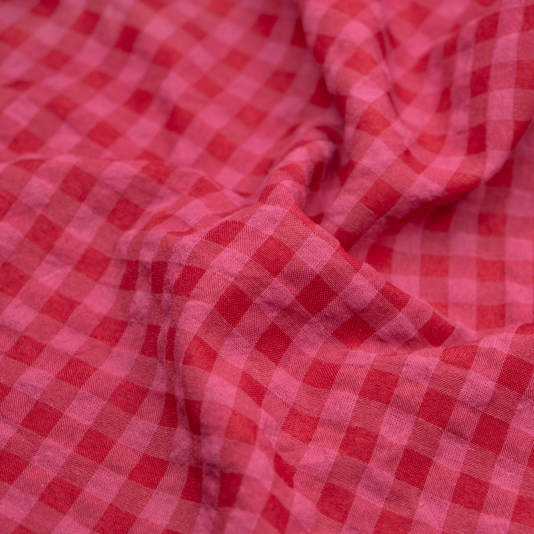 Carnival Gingham Seersucker - Popsicle/Cosmos | Blackbird Fabrics