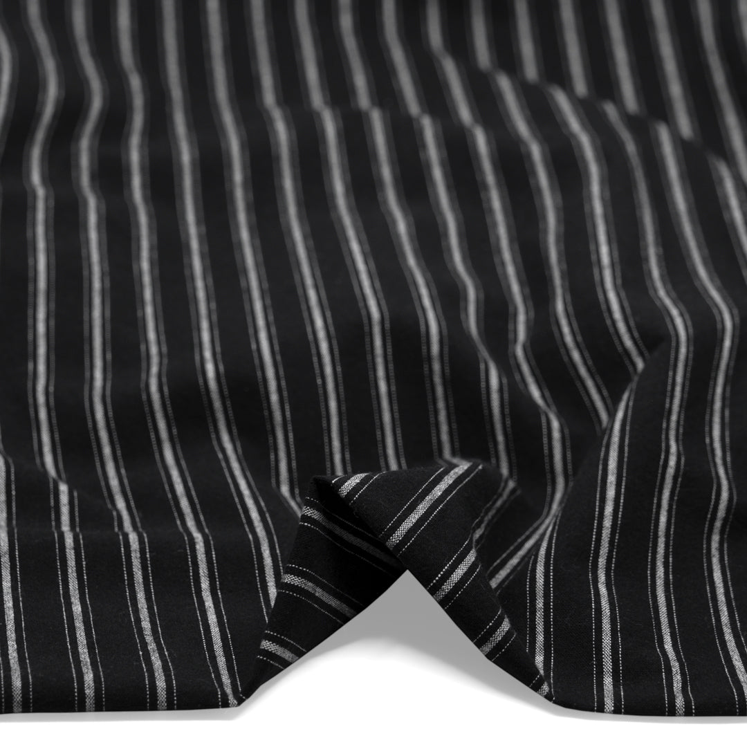 Division Stripe Washed Cotton - Black | Blackbird Fabrics
