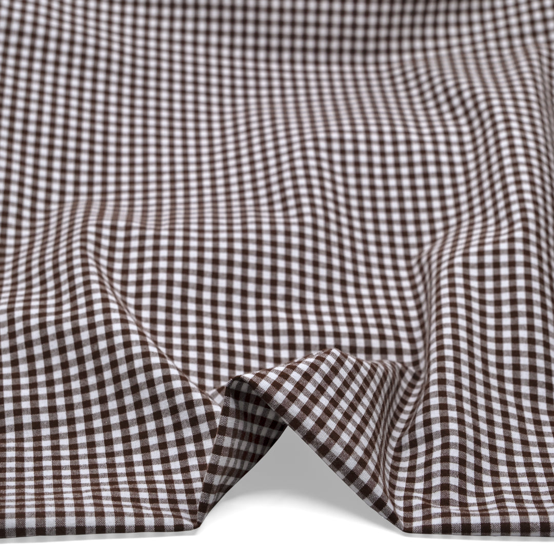 Country Gingham Washed Cotton - Coffee Bean/White | Blackbird Fabrics