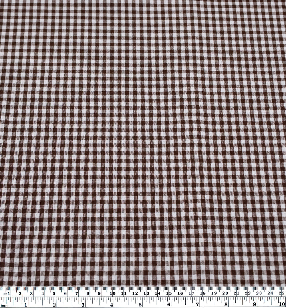 Country Gingham Washed Cotton - Coffee Bean/White | Blackbird Fabrics