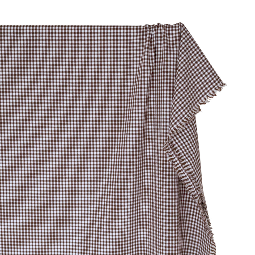 Country Gingham Washed Cotton - Coffee Bean/White | Blackbird Fabrics