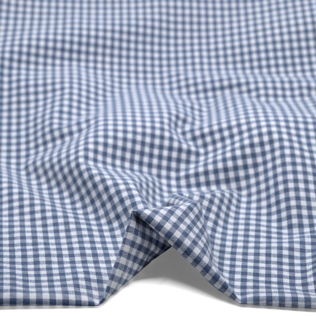 Country Gingham Washed Cotton - Bluestone/White | Blackbird Fabrics