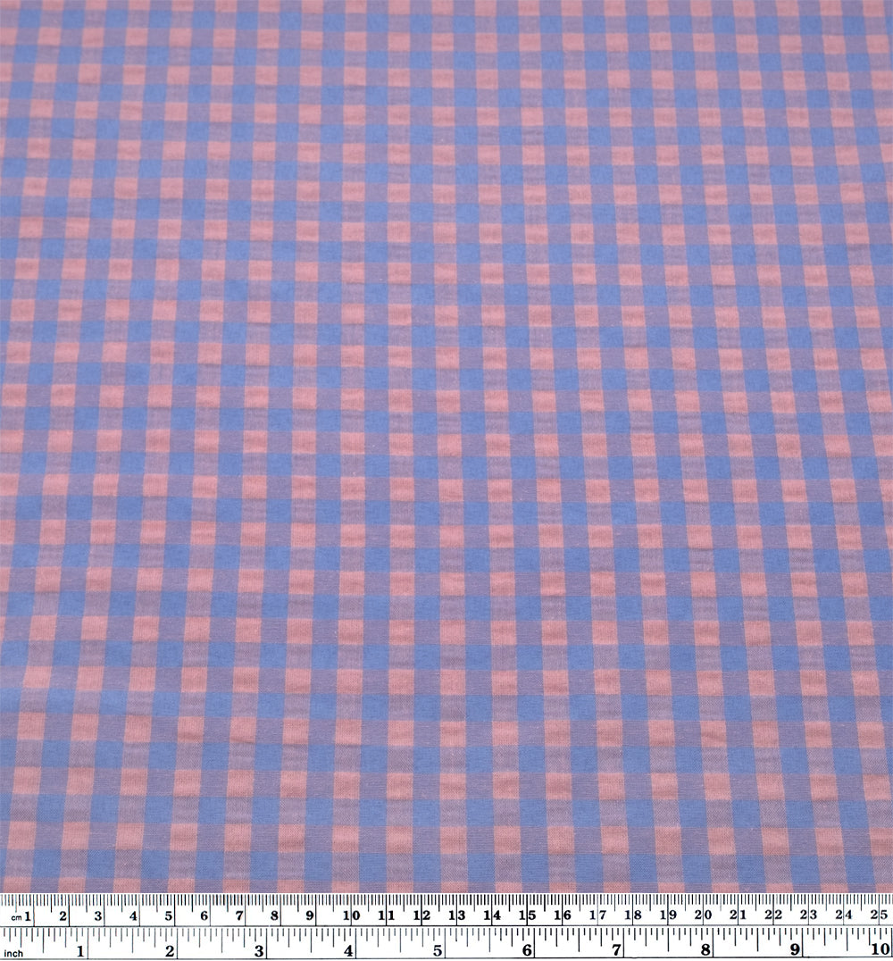 Carnival Gingham Seersucker - Cornflower/Petal | Blackbird Fabrics