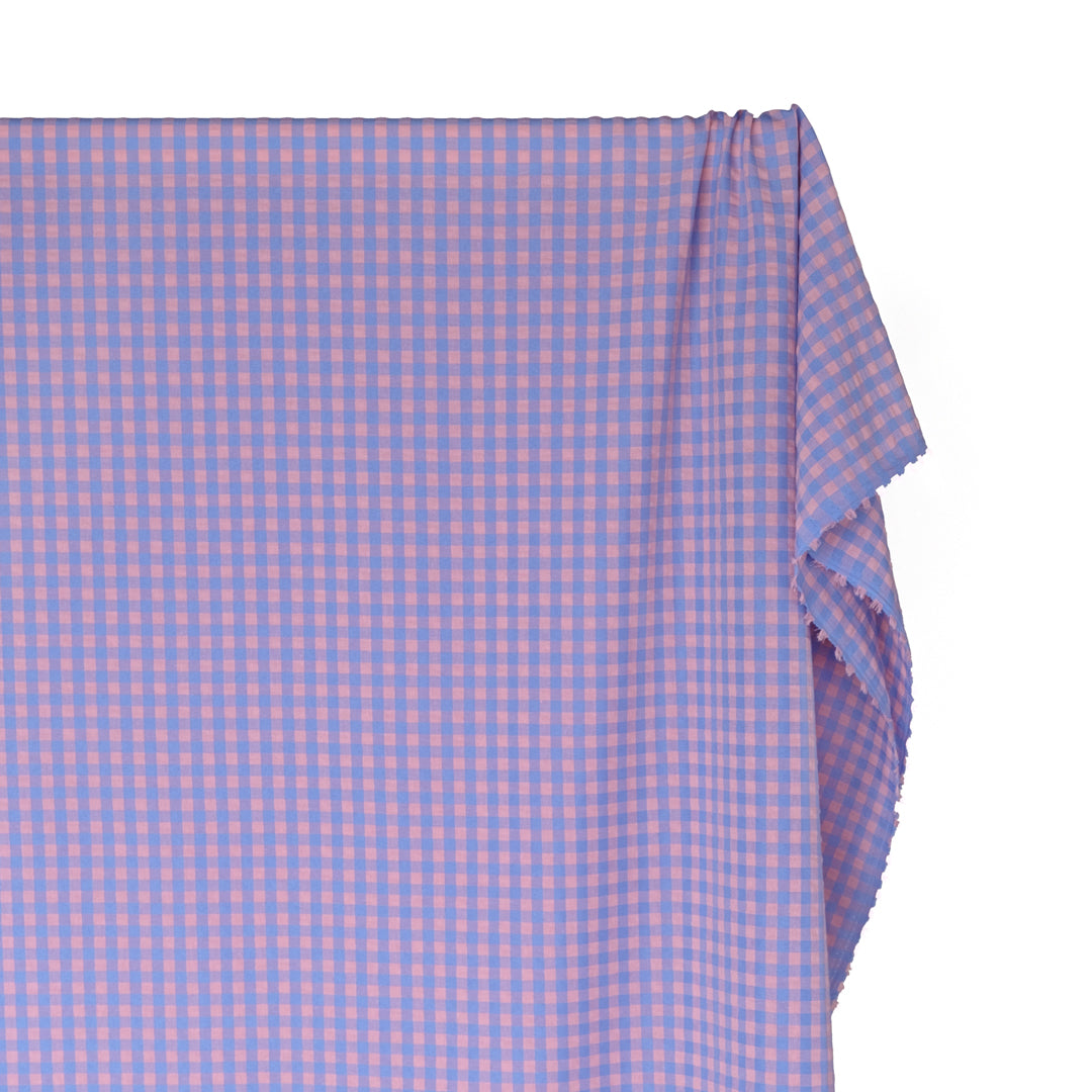 Carnival Gingham Seersucker - Cornflower/Petal | Blackbird Fabrics