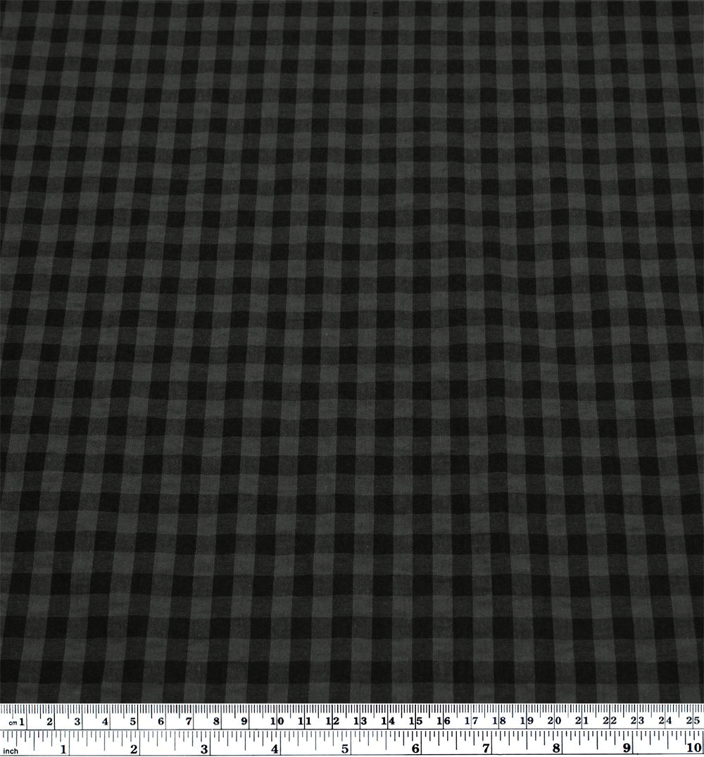 Carnival Gingham Seersucker - Charcoal/Black | Blackbird Fabrics
