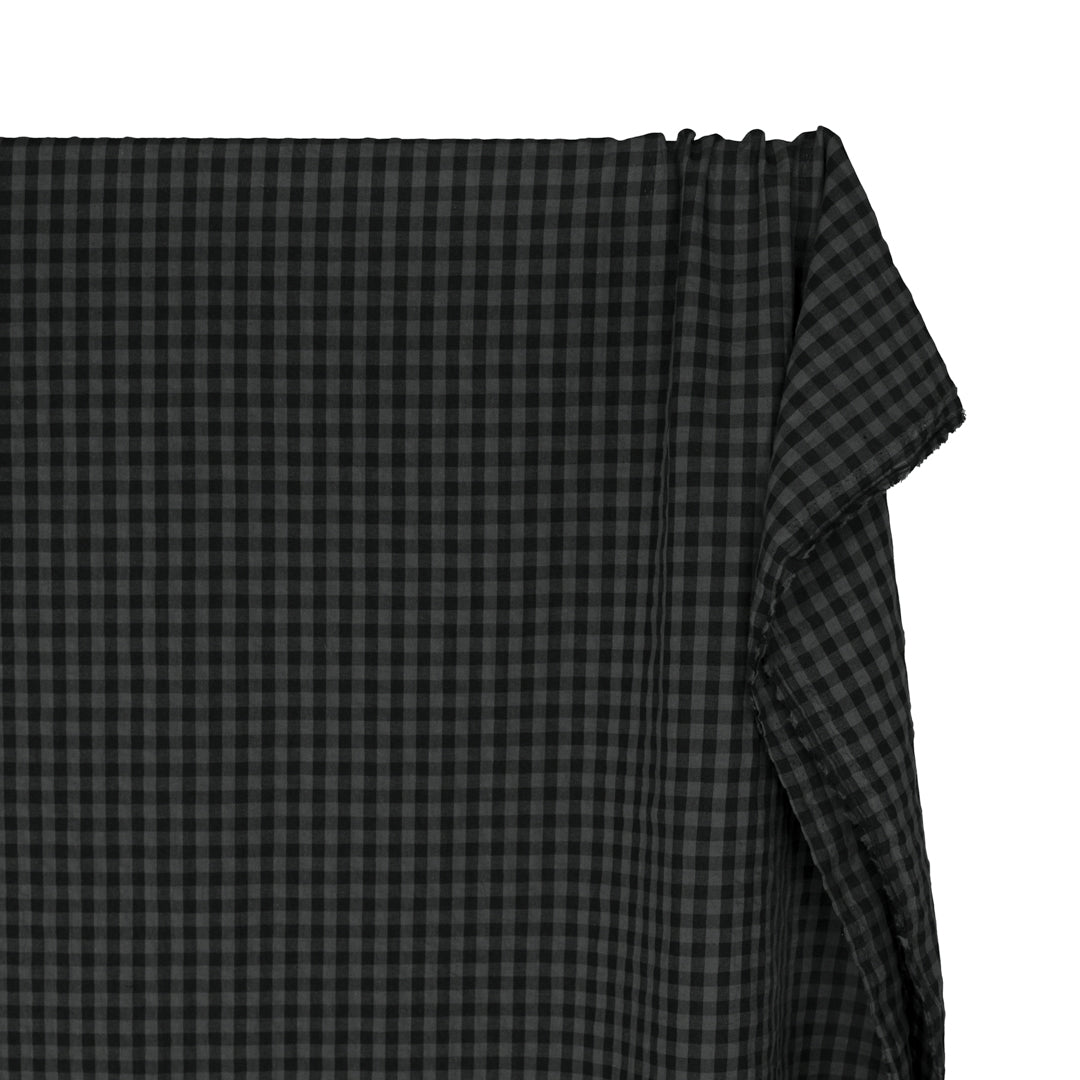 Carnival Gingham Seersucker - Charcoal/Black | Blackbird Fabrics