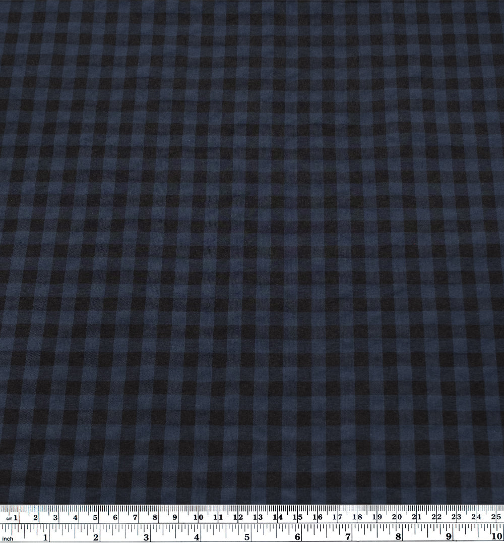 Carnival Gingham Seersucker - Deep Ocean/Black | Blackbird Fabrics