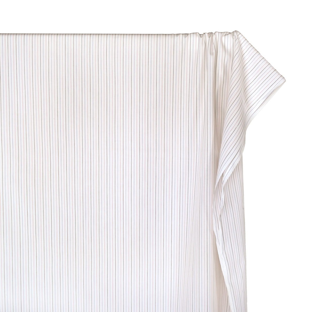 Deadstock Stripe Cotton Shirting - White/Bubblegum/Burgundy | Blackbird Fabrics