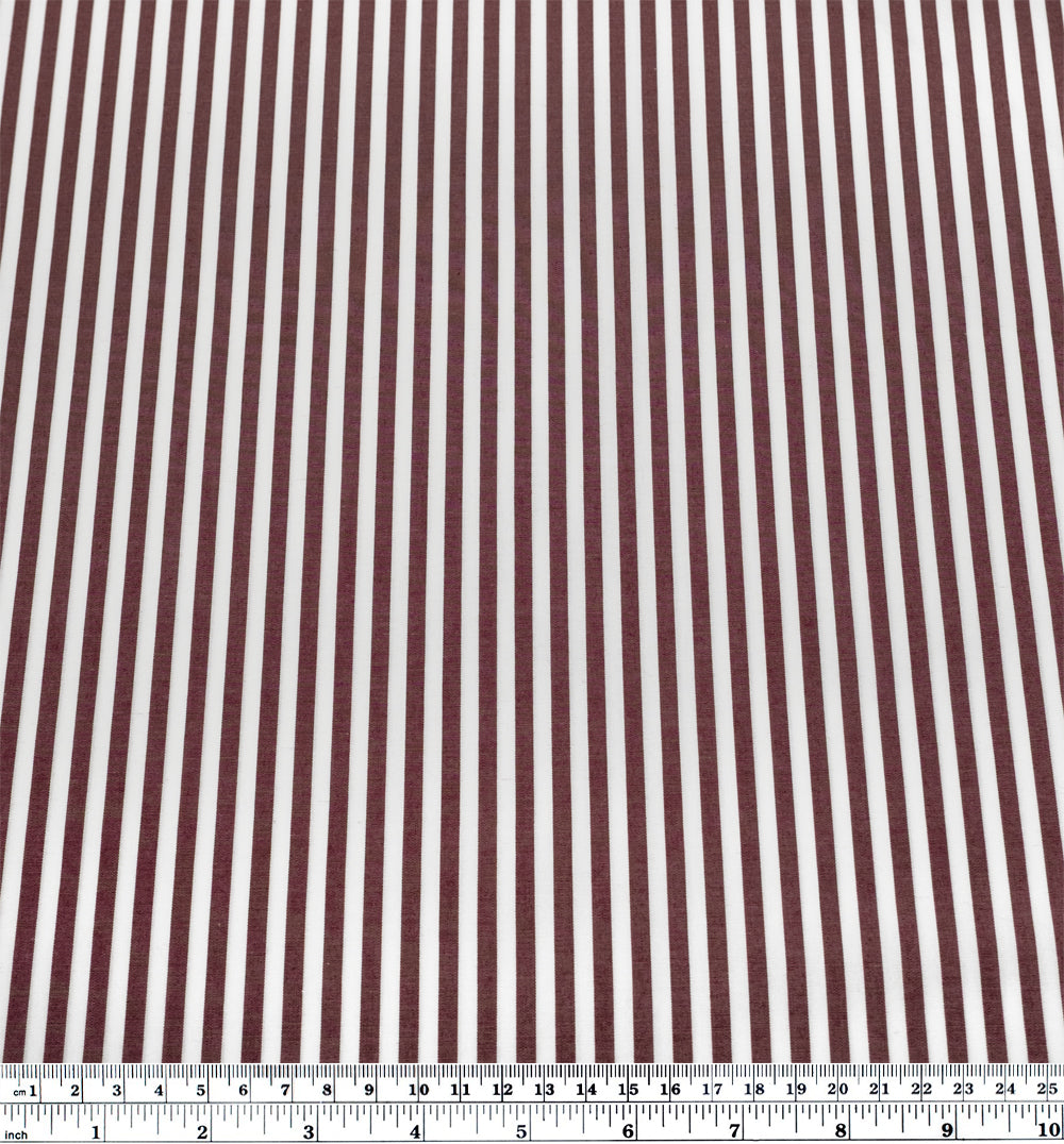 Deadstock Stripe Cotton Shirting - Burgundy/White | Blackbird Fabrics