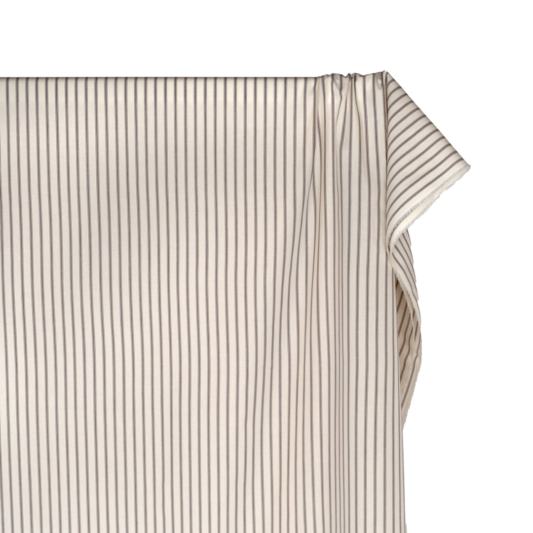 Deadstock Stripe Cotton Shirting - Parchment/Merlot | Blackbird Fabrics
