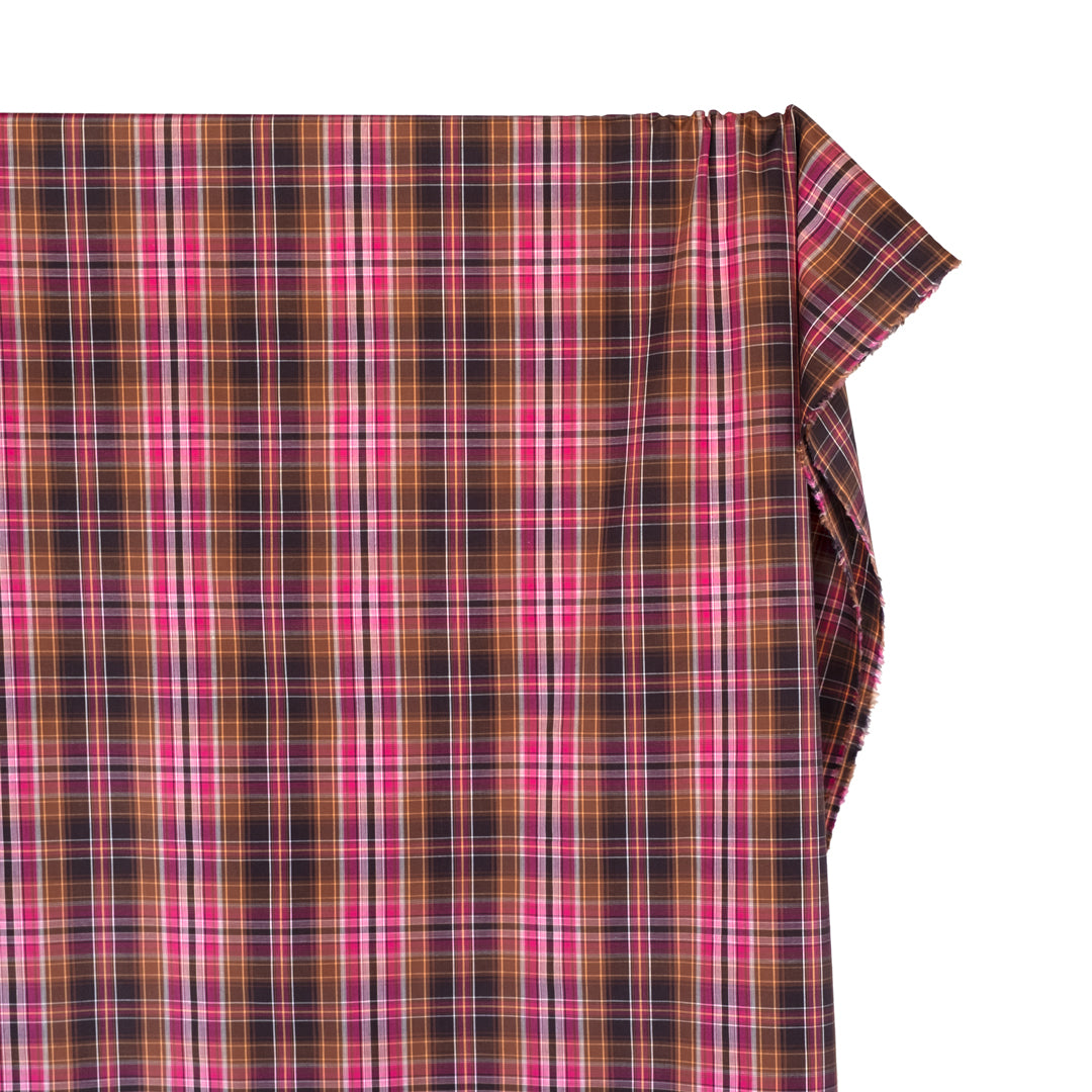 Deadstock Plaid Cotton Shirting - Popsicle/Chocolate | Blackbird Fabrics