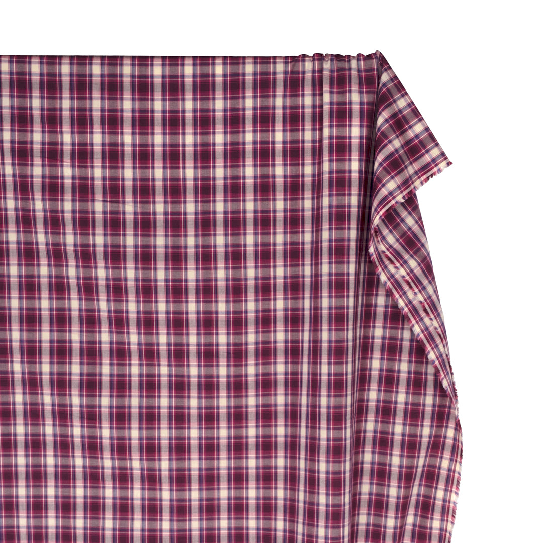 Deadstock Plaid Cotton Shirting - Jam/Shell | Blackbird Fabrics