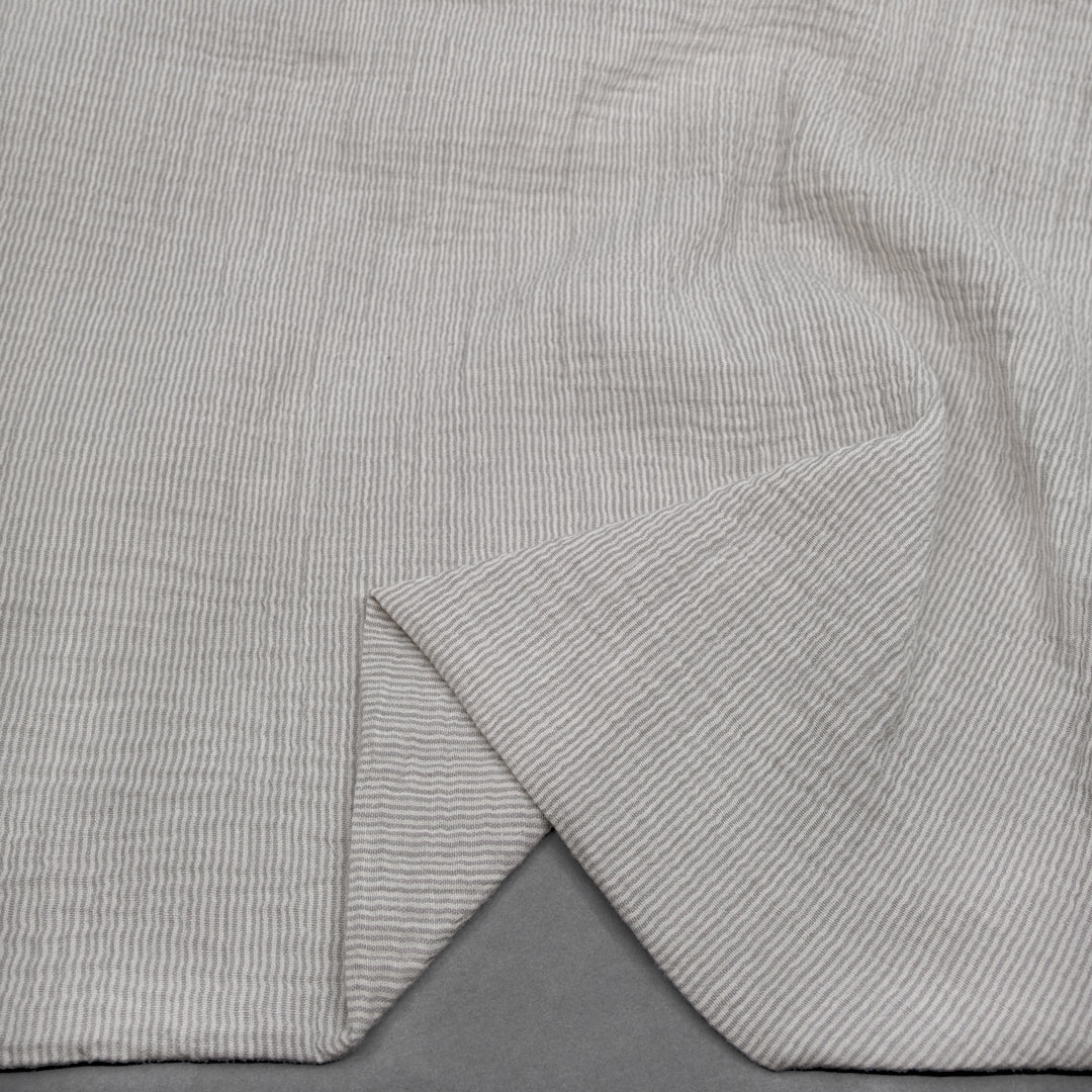 Fine Striped Organic Cotton Double Gauze - Stone | Blackbird Fabrics