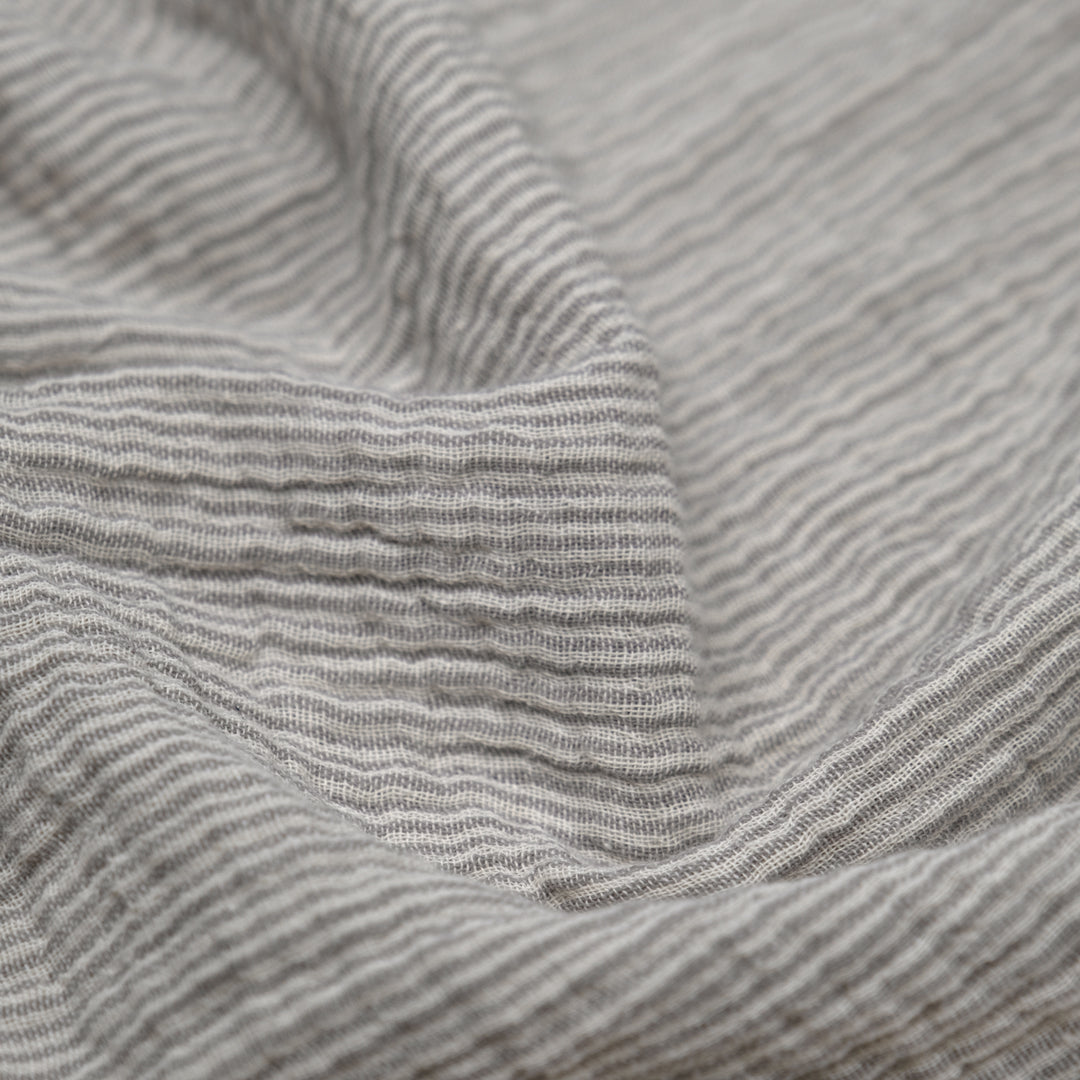 Fine Striped Organic Cotton Double Gauze - Stone | Blackbird Fabrics