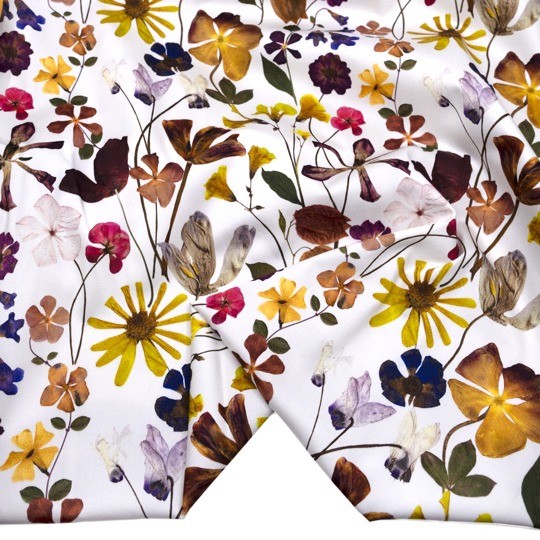 Floral Collector Stretch Cotton Sateen - White/Multi | Blackbird Fabrics