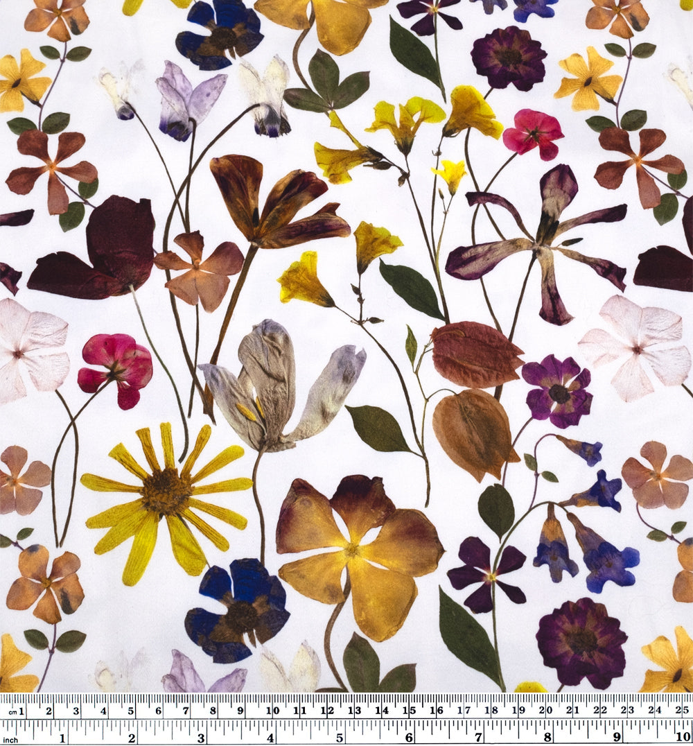 Floral Collector Stretch Cotton Sateen - White/Multi | Blackbird Fabrics