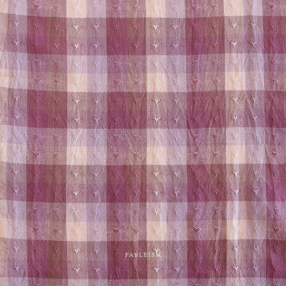 Fableism Gingham Hearts Cotton - Cameo Pink | Blackbird Fabrics