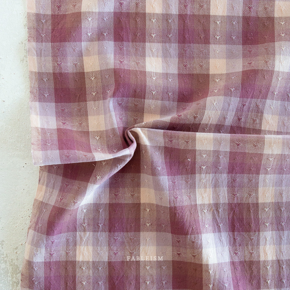 Fableism Gingham Hearts Cotton - Cameo Pink | Blackbird Fabrics