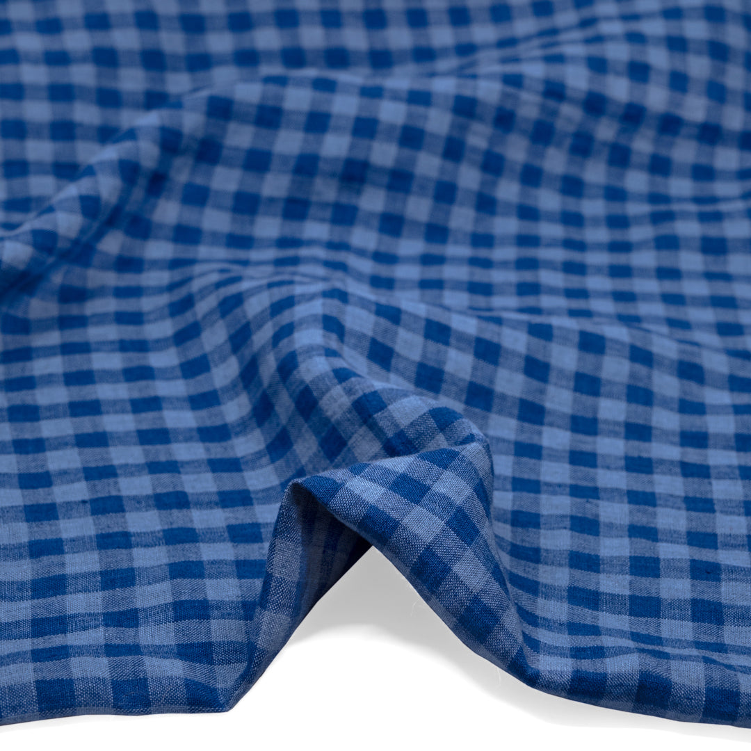 Gingham Soft Washed Linen - Blue Raspberry | Blackbird Fabrics