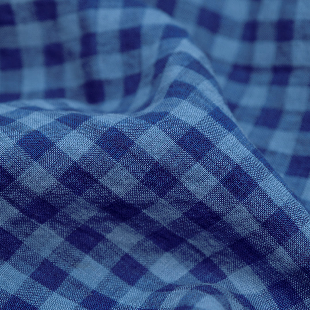 Gingham Soft Washed Linen - Blue Raspberry | Blackbird Fabrics