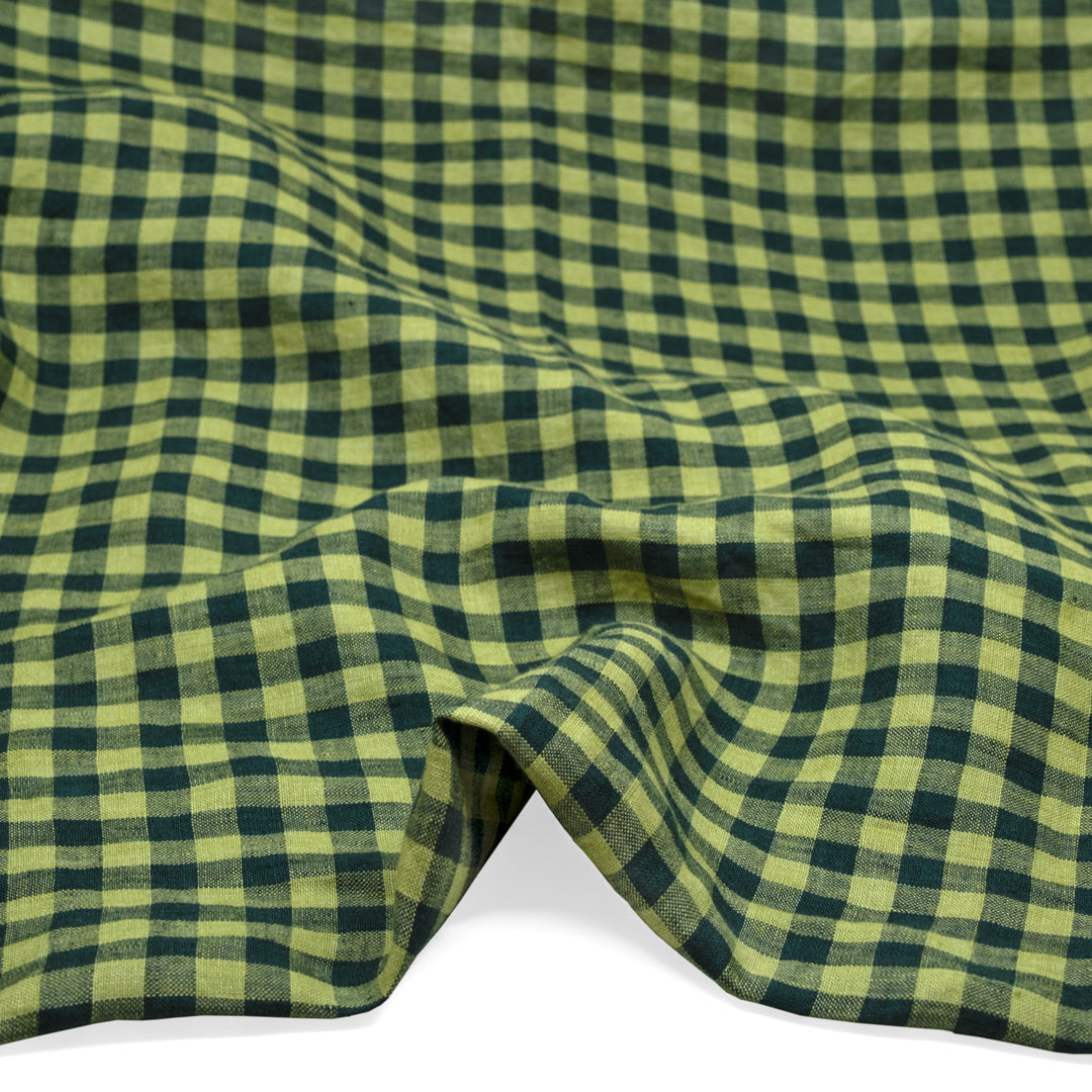 Gingham Soft Washed Linen - Clover Field | Blackbird Fabrics