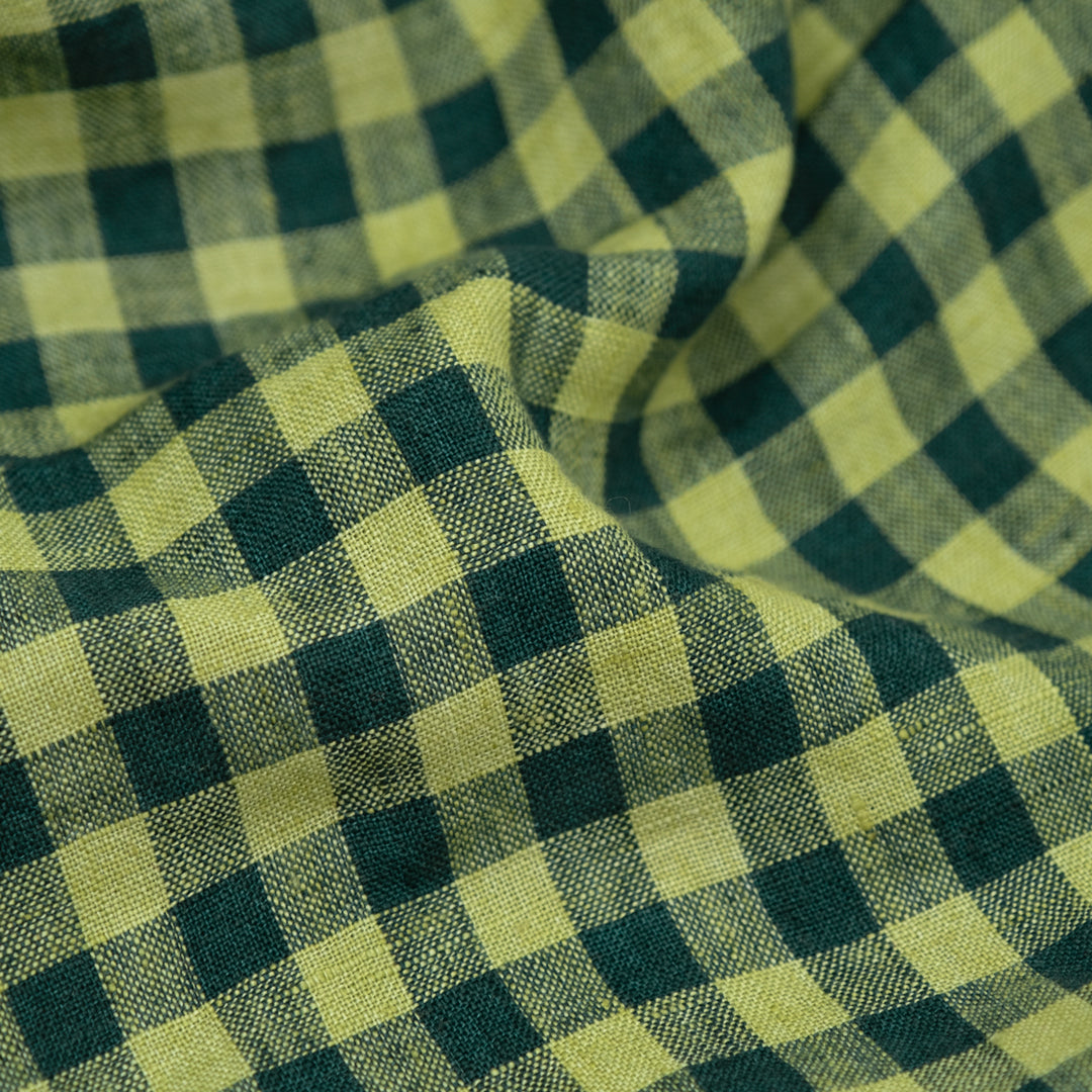 Gingham Soft Washed Linen - Clover Field | Blackbird Fabrics