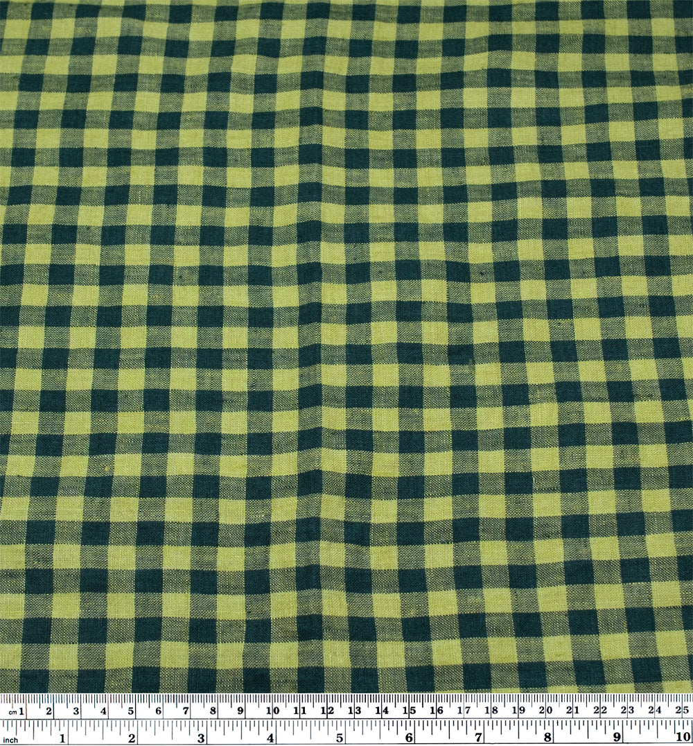 Gingham Soft Washed Linen - Clover Field | Blackbird Fabrics