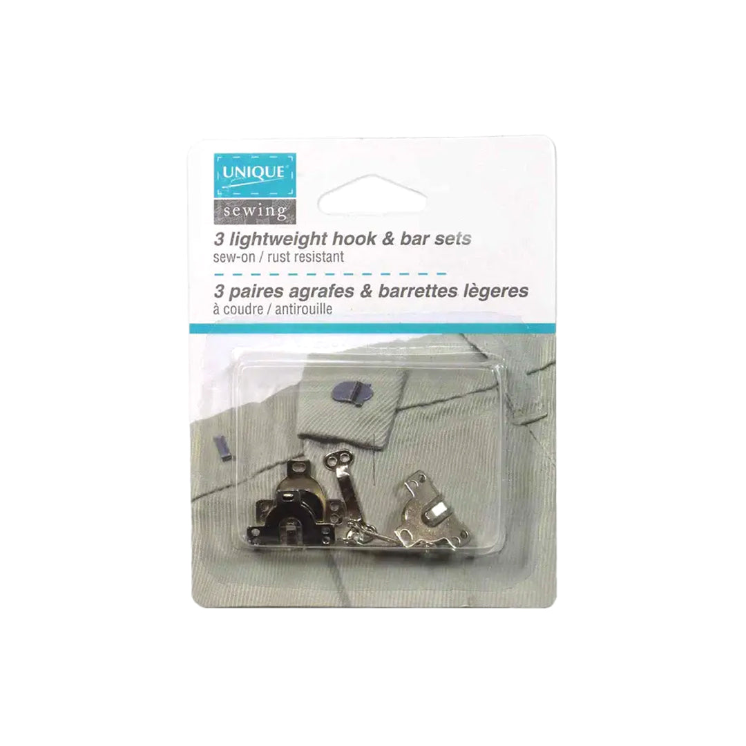 Hook & Bar Closure - Set of 3 - Silver | Blackbird Fabrics