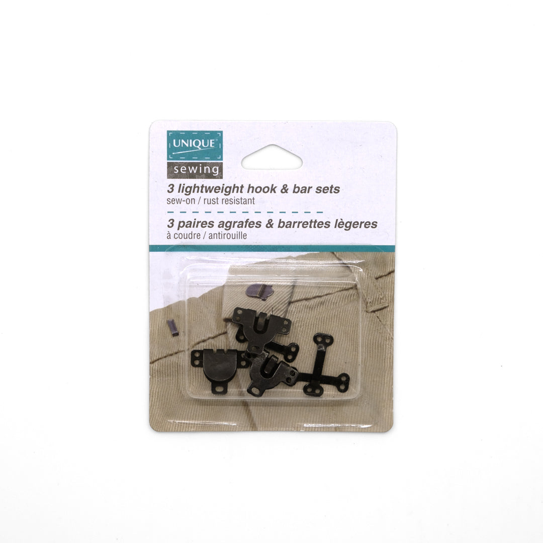 Hook & Bar Closure - Set of 3 - Black | Blackbird Fabrics