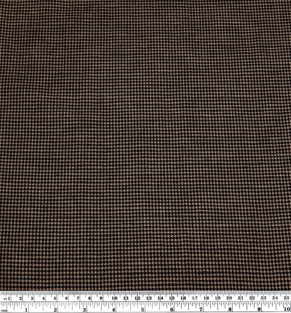 Houndstooth Linen Cotton Blend - Latte/Black | Blackbird Fabrics
