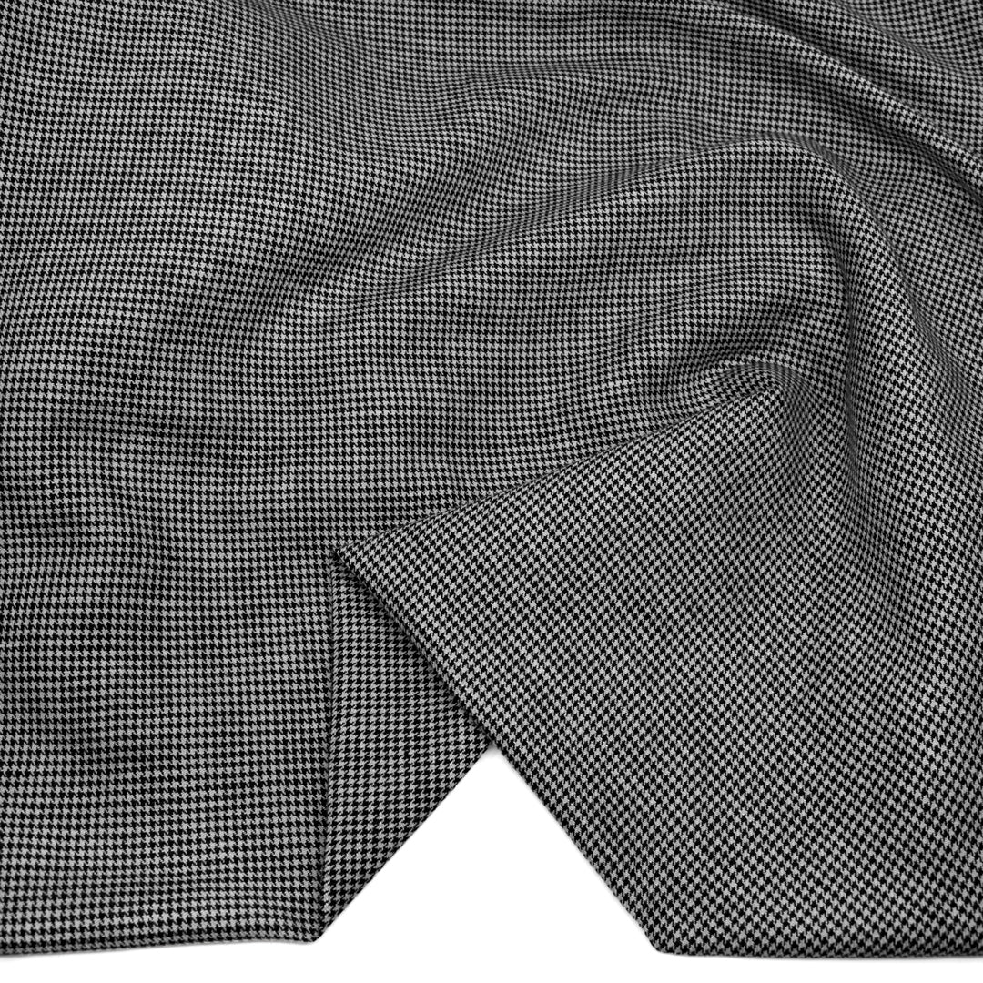 Houndstooth Linen Cotton Blend - Stone/Black | Blackbird Fabrics