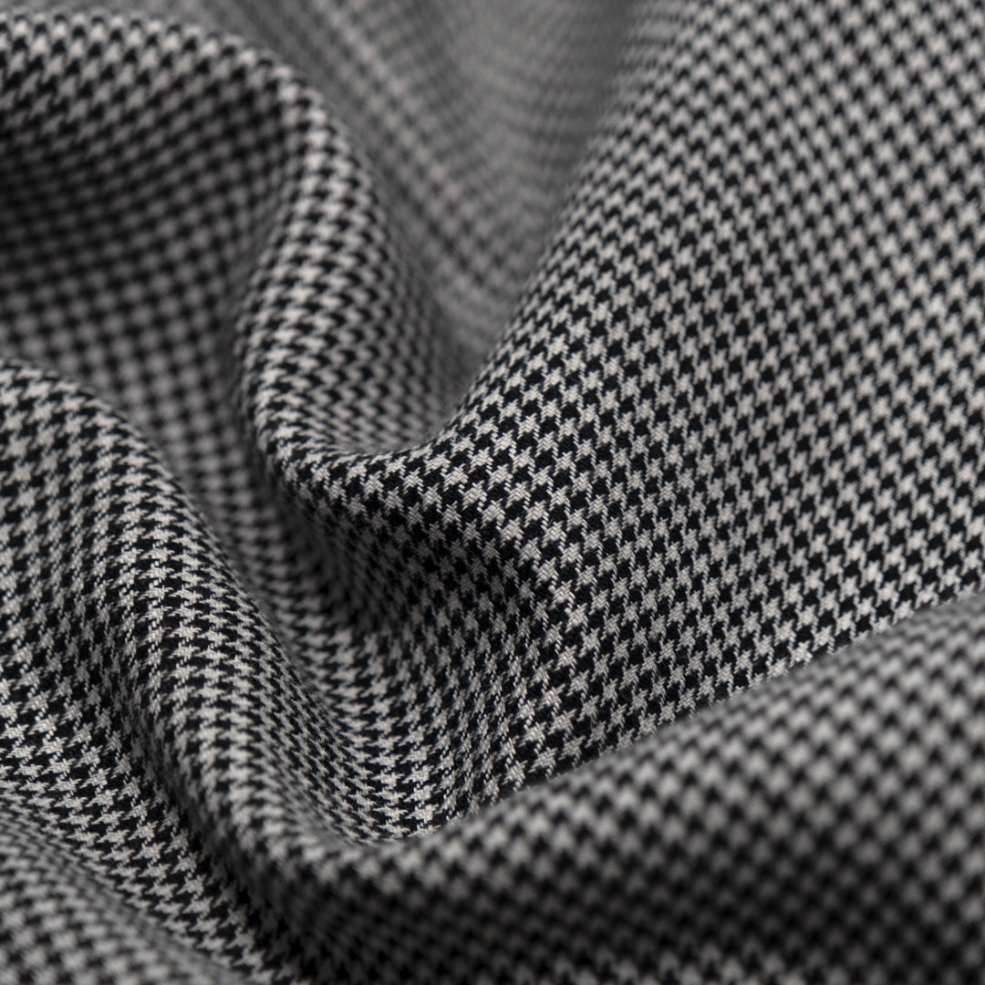 Houndstooth Linen Cotton Blend - Stone/Black | Blackbird Fabrics