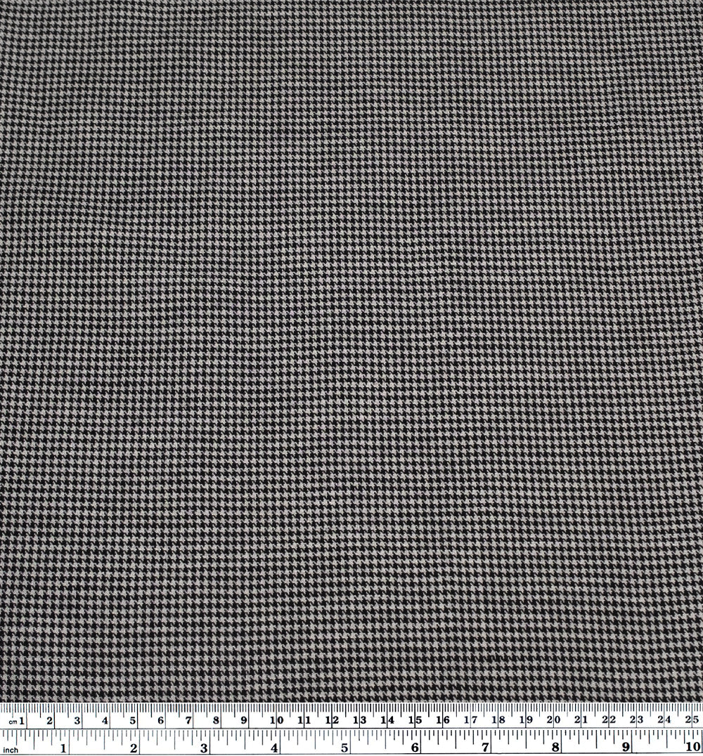 Houndstooth Linen Cotton Blend - Stone/Black | Blackbird Fabrics