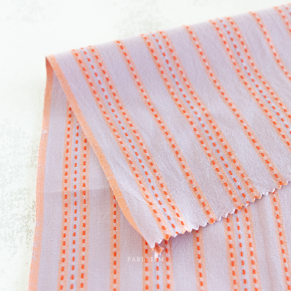 Stitch Stripe Cotton - Lavender | Blackbird Fabrics